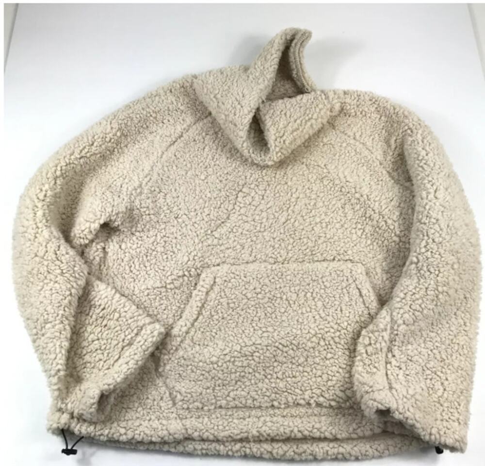 NEW Zella Beige Pumice Sherpa Teddy PULLOVER Sweater Zip Collared Small